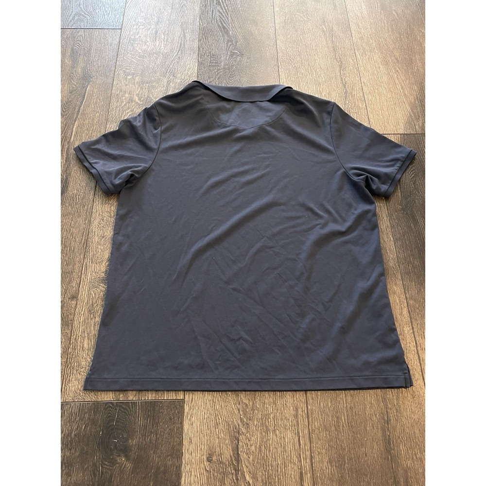 Vince Camuto Polo Mens Large Cuban Collar Pima Cotton Blue Short Sleeve - Picture 6 of 6